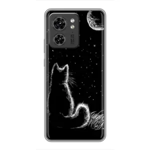 Чохол з принтом для Motorola Edge 40 Pro (AlphaPrint) Модні коти (Котик і місяць)