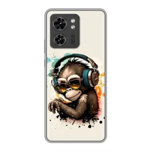 Чохол з Мавпами Motorola Edge 40 Pro - (AlphaPrint) (Макака в навушниках)