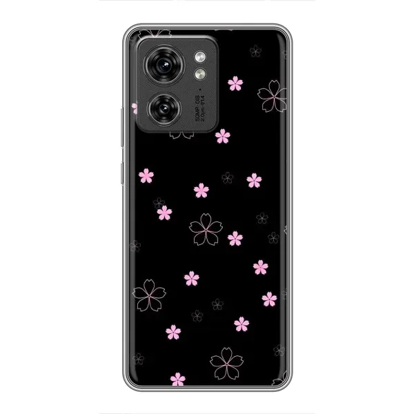 Чехол с принтом «Розовые цветы на черном» для Motorola Edge 40 Pro