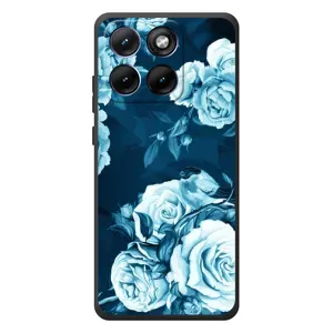 Чехлы (ART) Цветы на Motorola Edge 70 Fusion (VPrint) (Голубые Бутоны)