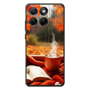 Чехол с уникальным дизайном «Осень с кофе» для Motorola Edge 70 Fusion (Кофе и дождь)