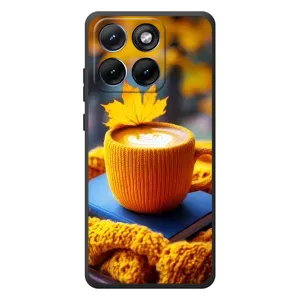 Чехол с уникальным дизайном «Осень с кофе» для Motorola Edge 70 Fusion (Кофе на желтом пледе)