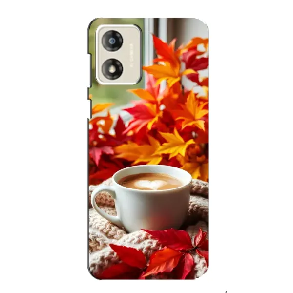 Чехол с принтом «Кофе и листья» для Motorola MOTO E13 Чехол с принтом «Кофе и листья» для Motorola MOTO E13
