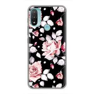 Чохли з квітами для Motorola MOTO E20 (VPrint) (Квіти на чорному)