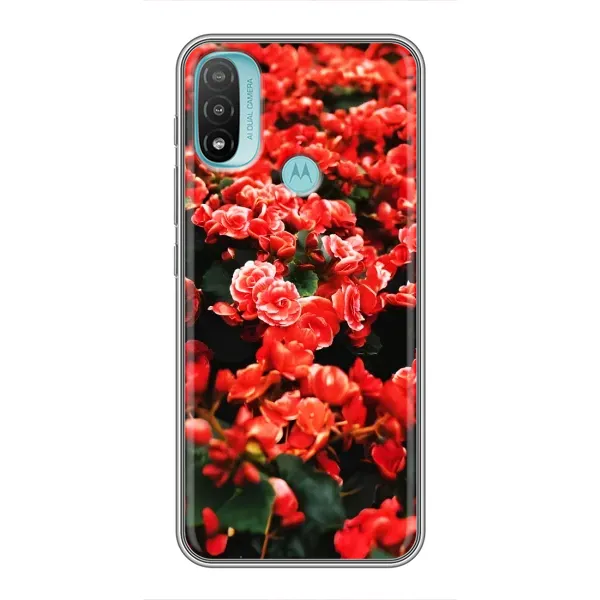 Чехол с принтом «Цветы красные» для Motorola MOTO E20 Чехол с принтом «Цветы красные» для Motorola MOTO E20