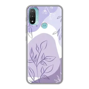 Силконовий чохол з принтом в квітах на Motorola MOTO E20 (Фіолетове листя абстракція)