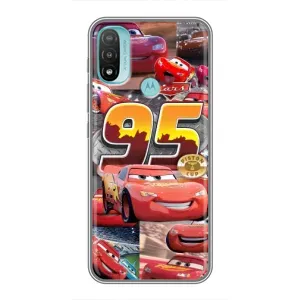 Силіконовий чохол Маквін для Motorola MOTO E20 (Колаж Блискавка Маквін)