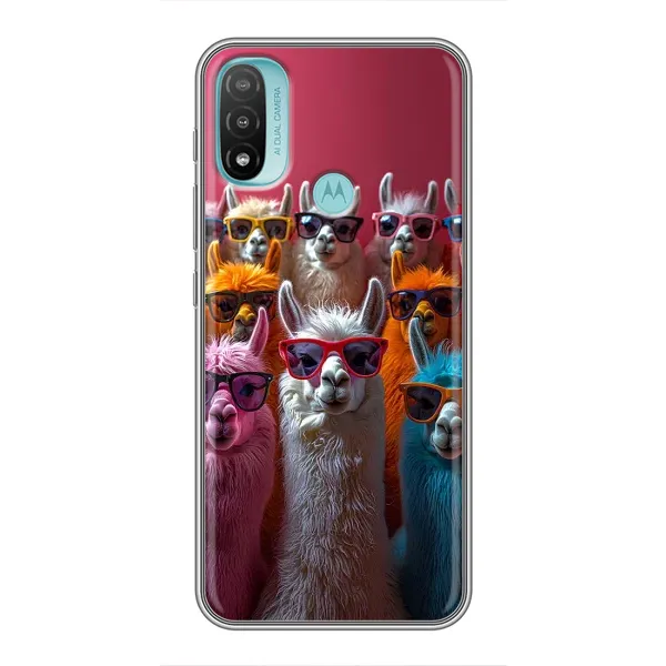Чехол с принтом «Ламы в очках» для Motorola MOTO E20