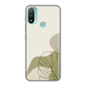 Силконовий чохол з принтом в квітах на Motorola MOTO E20 (Зелена монстера дизайн)