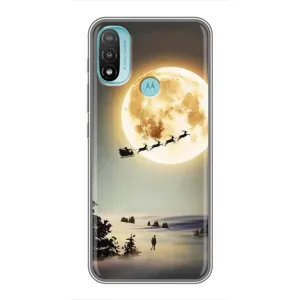 Новорічні, Святкові Чохли для Motorola MOTO E20 - 2024 год (Санта на місяці)