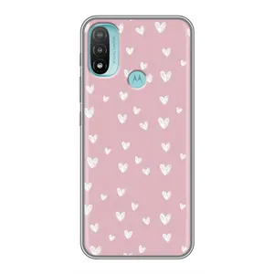 Чехол с принтом «Сердечки на розовом» для Motorola MOTO E20