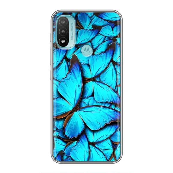 Чохол з принтом «Сині метелики» для Motorola MOTO E20 Чохол з принтом «Сині метелики» для Motorola MOTO E20