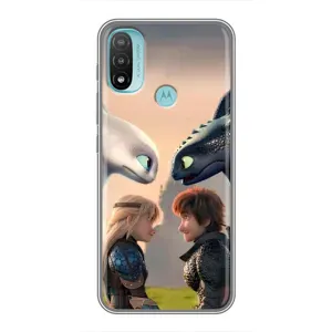 Чехол как приручить дракона на Motorola MOTO E40 (Иккинг и Астрид)