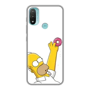 Чехол с Симпсонами для Motorola MOTO E40 (VPrint) (Гомер с пончиком)
