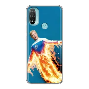 Чехол с принтом Фантастическая четверка для Motorola MOTO E40 (Человек-факел в огне)