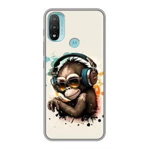 Чохол з принтом «Макака в навушниках» для Motorola MOTO E40