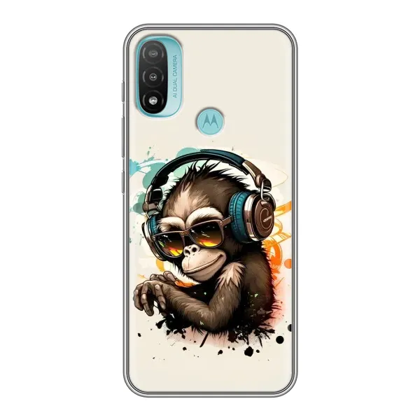 Чохол з принтом «Макака в навушниках» для Motorola MOTO E40