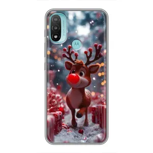 Яркий чехол для Motorola MOTO E40 с Зимними Оленятами (Олень среди подарков)