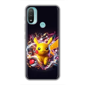 Чохол з Пікачу на Motorola MOTO E40 (Пікачу з м'ячем)