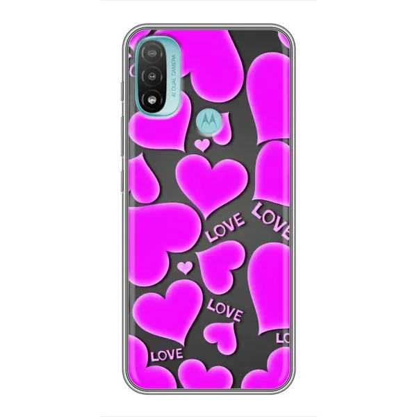 Чехол с принтом «Pink hearts» для Motorola MOTO E40 Чехол с принтом «Pink hearts» для Motorola MOTO E40