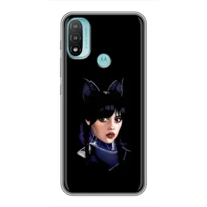 Чехлы Венсдей на Motorola MOTO E40 Уэнсдей (AlphaPrint) (серьезная Уэнздей)