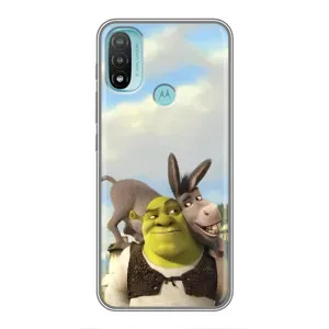 Чехол с мультфильмом Шрек на Motorola MOTO E40 (Шрек и Осел)