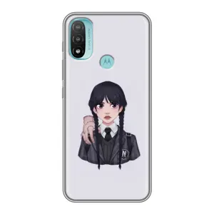 Чехлы Венсдей на Motorola MOTO E40 Уэнсдей (AlphaPrint) (Уэнздей и Вещь)