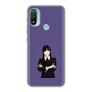 Чехлы Венсдей на Motorola MOTO E40 Уэнсдей (AlphaPrint) (Уэнздей в черном)