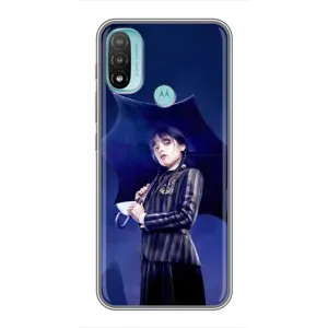 Чехлы Венсдей на Motorola MOTO E40 Уэнсдей (AlphaPrint) (Уэнздей с зонтом)