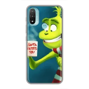 Рождественские Чехлы для Motorola MOTO E40 (VPrint) (Зеленый Гринч)