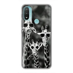 Силіконовий чохол з КАРТИНКАМИ літо для Motorola MOTO E40 (AlphaPrint) (Жирафи в окулярах)