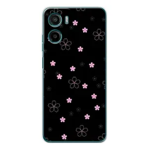 Чохол з розовим принтом для Motorola Moto G05 (Рожеві квіти на чорному)