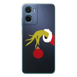 Зимні Чохли для Motorola Moto G06 Power - прозорий фон (Грінч з іграшкою)