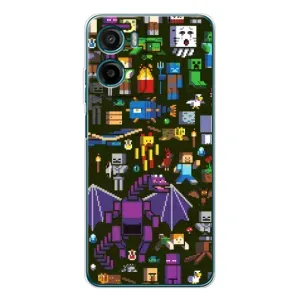 Чохол Майнкрафт на Motorola Moto G06 Power (AlphaPrint) Minecraft (Колаж Майнкрафт)