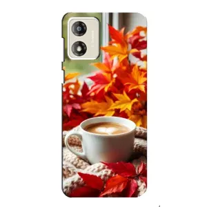 Чехол с уникальным дизайном «Осень с кофе» для Motorola MOTO G13
