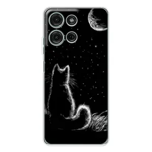 Чохол з принтом для Motorola Moto G15 (AlphaPrint) Модні коти (Котик і місяць)