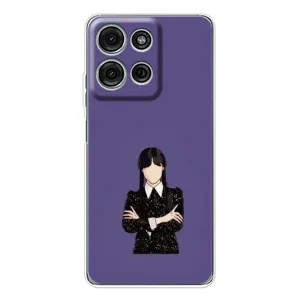 Чехлы Венсдей на Motorola Moto G15 Уэнсдей (AlphaPrint) (Уэнздей в черном)