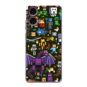 Чохол Майнкрафт на Motorola MOTO G24 Power (AlphaPrint) Minecraft (Колаж Майнкрафт)