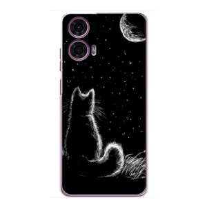 Чехол с принтом для Motorola MOTO G24 Power (AlphaPrint) Модные коты (Котик и луна)