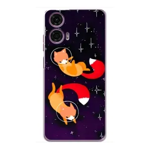 Чехлы с картинкой Лисички для Motorola MOTO G24 Power (VPrint) (Лисички космонавты)
