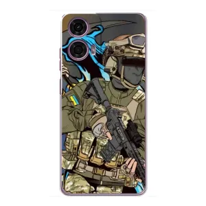 Чехлы с картинкой ЗСУ для Motorola MOTO G24 Power (AlphaPrint) (Воин ВСУ)
