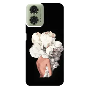 Чехлы (ART) Цветы на Motorola MOTO G24 (VPrint) (Белые цветы)