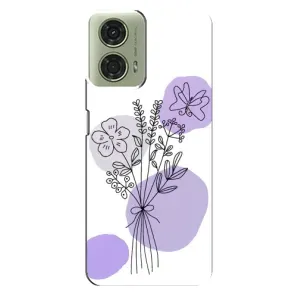 Силиконовый чехол с принтом в цветах на Motorola MOTO G24 (Букет фиолетовая абстракция)