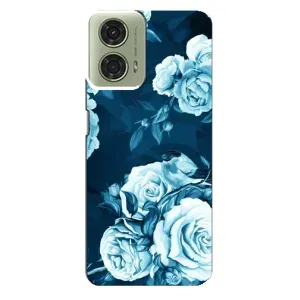 Чехлы (ART) Цветы на Motorola MOTO G24 (VPrint) (Голубые Бутоны)