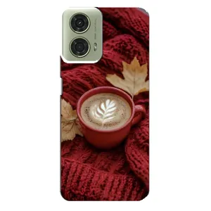 Чехол с уникальным дизайном «Осень с кофе» для Motorola MOTO G24 (Кофе на пледе)