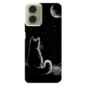Чохол з принтом для Motorola MOTO G24 (AlphaPrint) Модні коти (Котик і місяць)