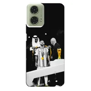 Чехлы для Motorola MOTO G24 (Leo чемпион) (AlphaPrint) (Месси в накидке)