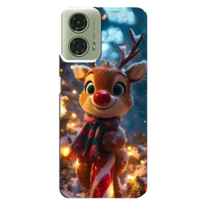 Яскравий чохол для Motorola MOTO G24 з Зимові Оленята (Олень з шарфом)