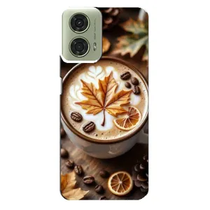 Чехол с уникальным дизайном «Осень с кофе» для Motorola MOTO G24 (Пряный кофе)