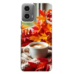 Чехол с уникальным дизайном «Осень с кофе» для Motorola MOTO G34